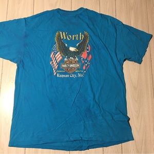 Vintage Harley Davidson Worth Kansas City,Mo Tshirt Blue XXL